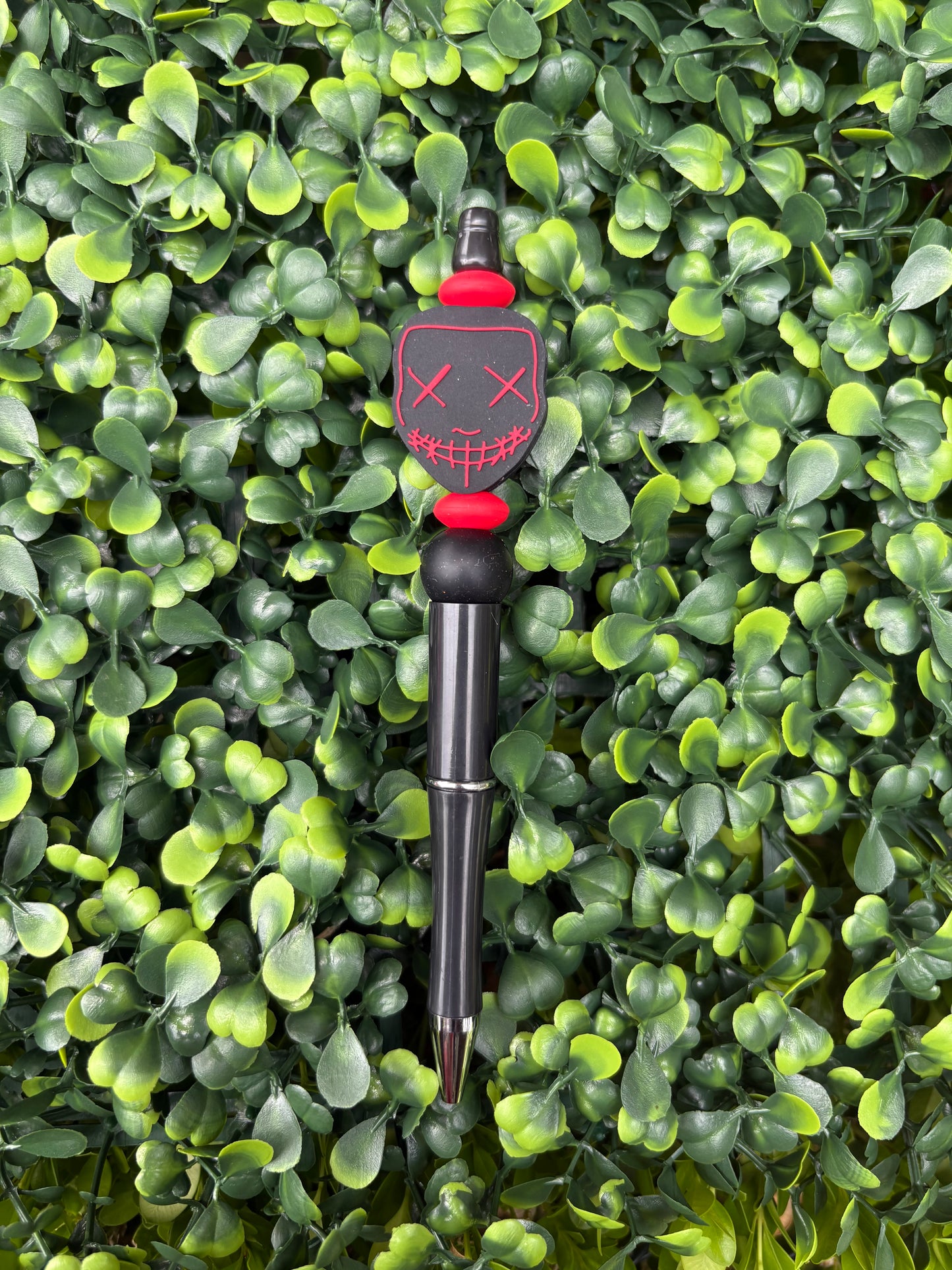 Red Neon Mask Beaded Pen